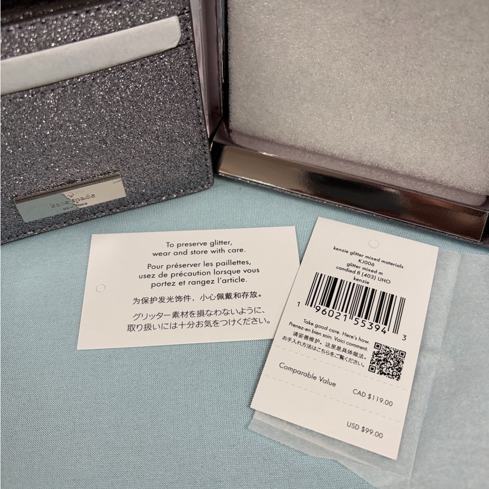 Kate Spade Silver Glitter Card Case - Picture 3 of 5